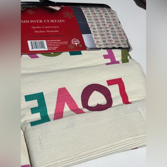 Shower Curtain 72” by 72” Peace Love Joy - Picture 2 of 4